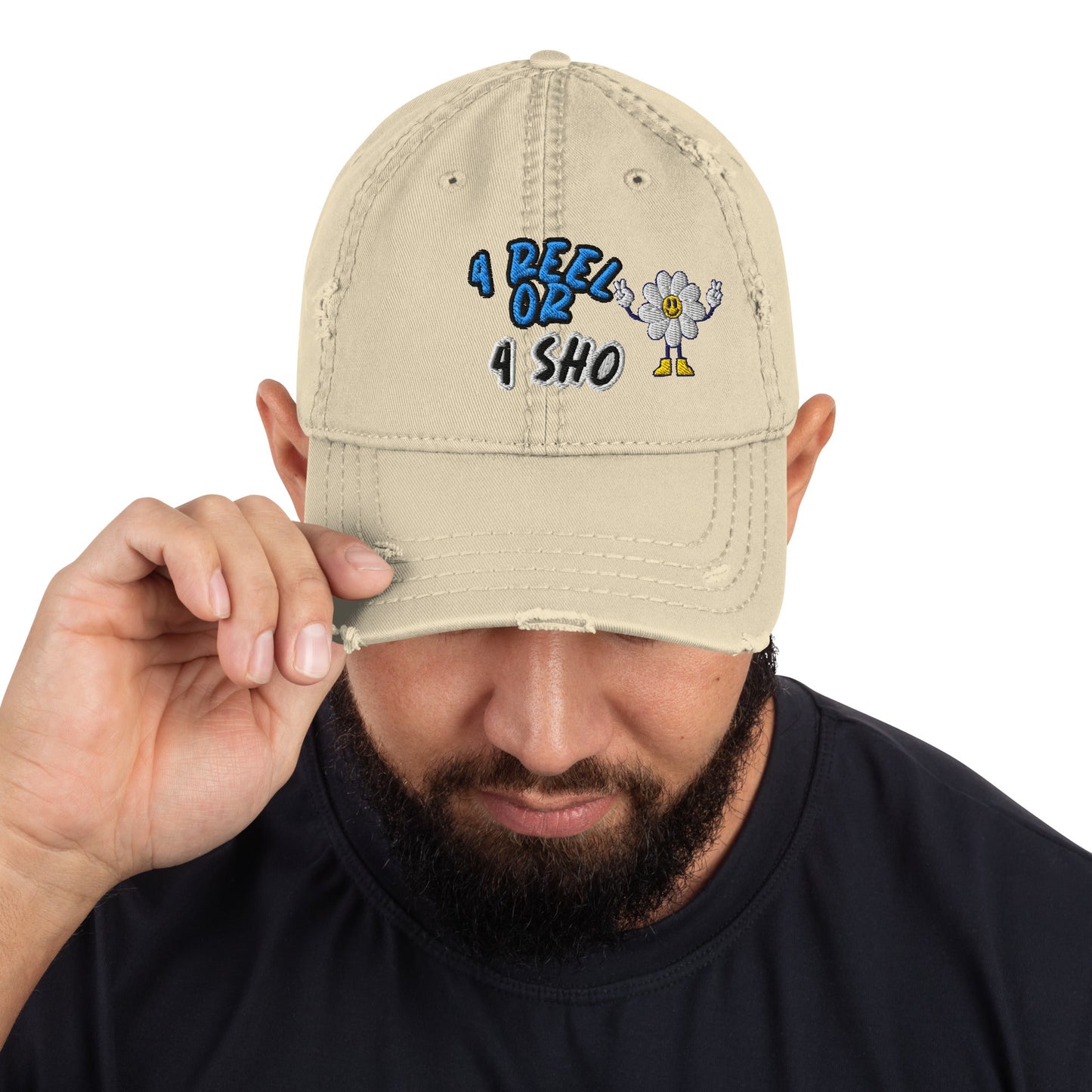 4 Reel or 4 Sho - Distressed Dad Hat - DJENEZIS ARTWEAR