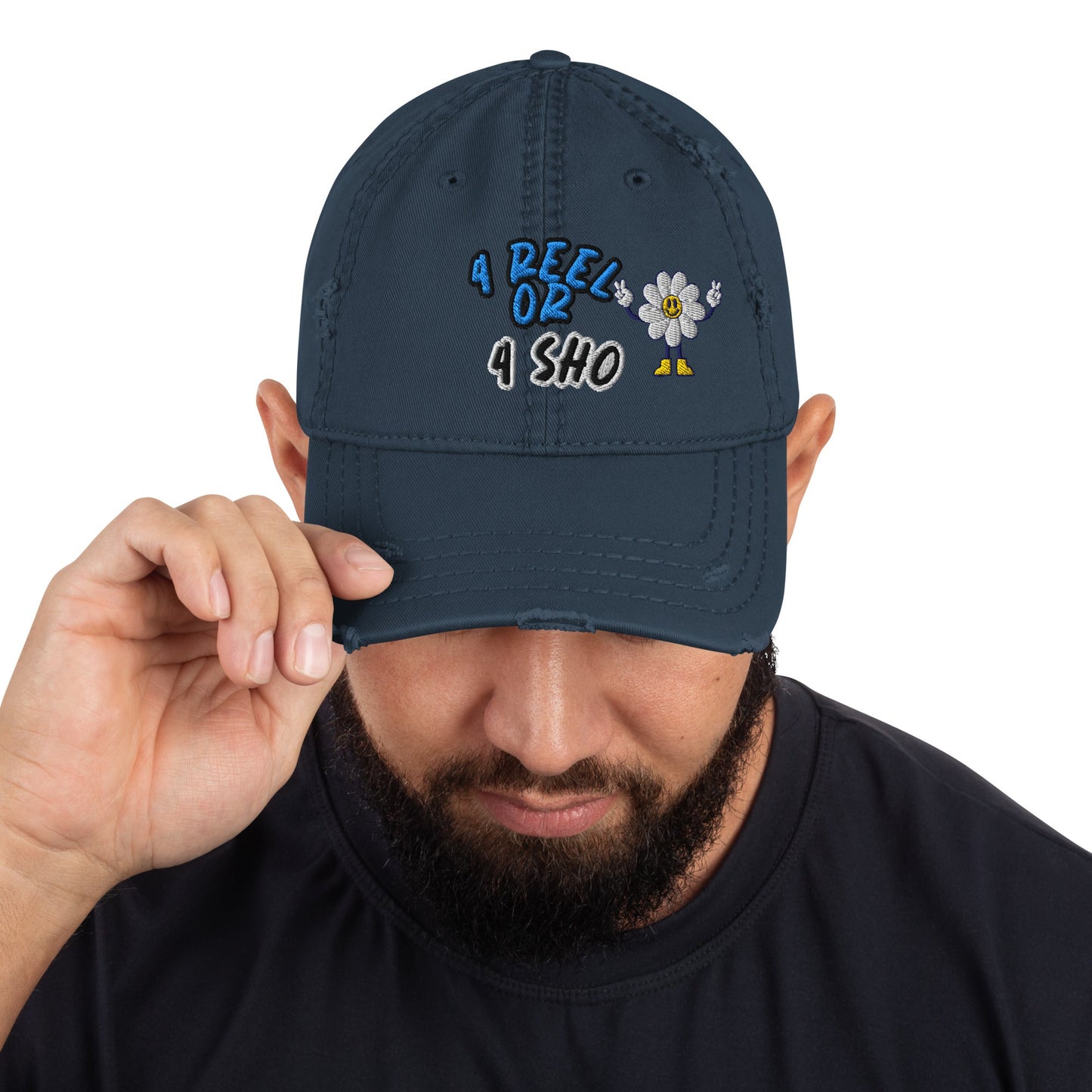 4 Reel or 4 Sho - Distressed Dad Hat - DJENEZIS ARTWEAR