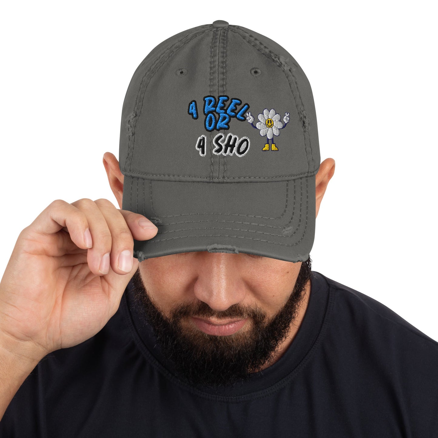 4 Reel or 4 Sho - Distressed Dad Hat - DJENEZIS ARTWEAR