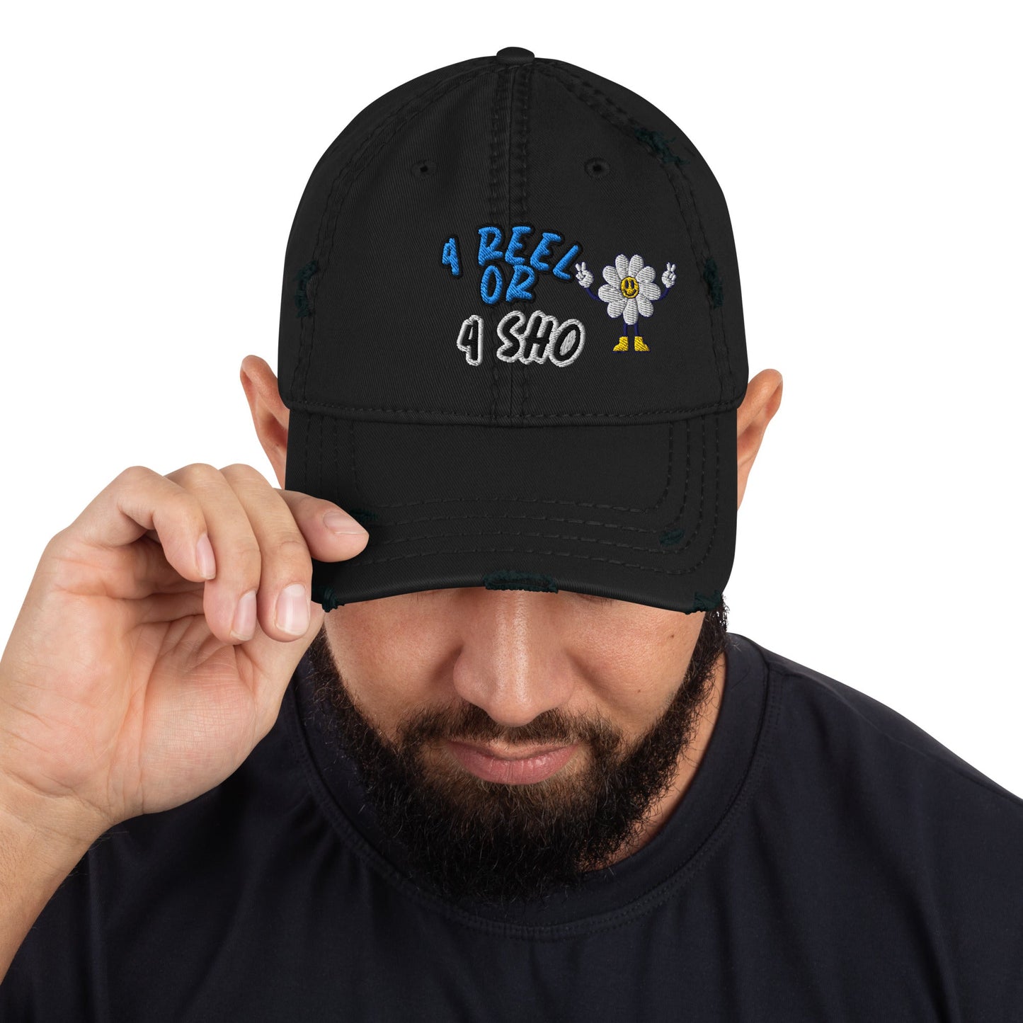 4 Reel or 4 Sho - Distressed Dad Hat - DJENEZIS ARTWEAR