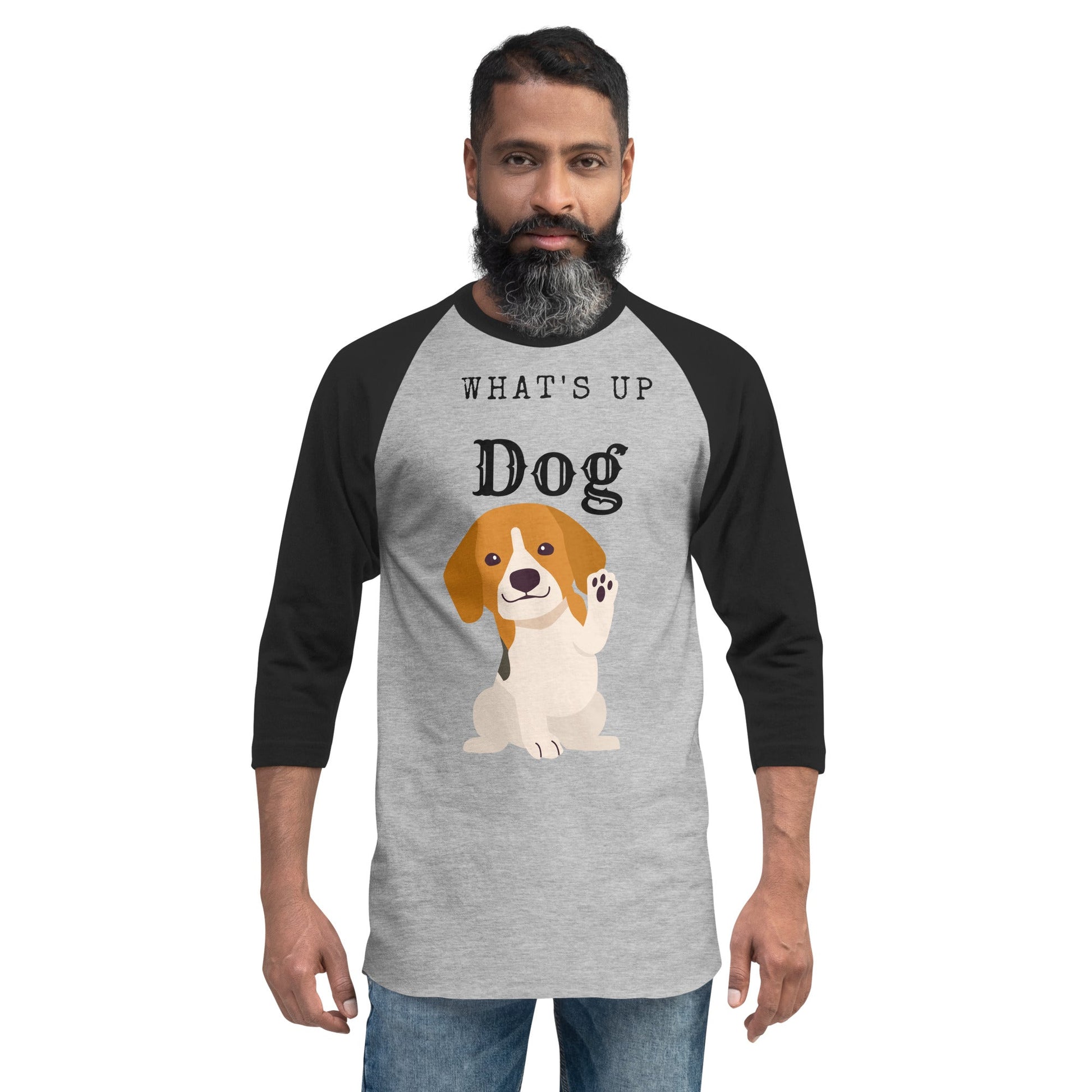 3/4 sleeve raglan shirt what's up dog - DJENEZIS ARTWEAR