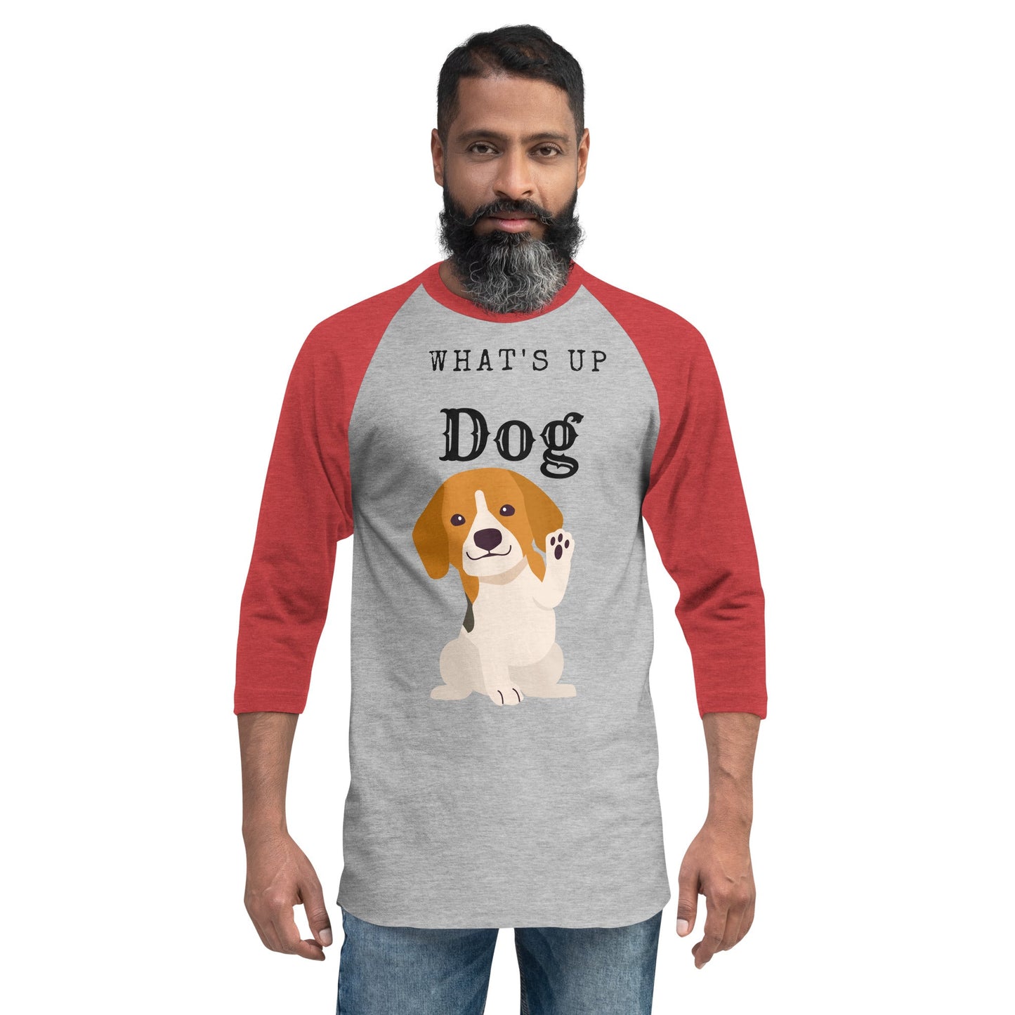 3/4 sleeve raglan shirt what's up dog - DJENEZIS ARTWEAR