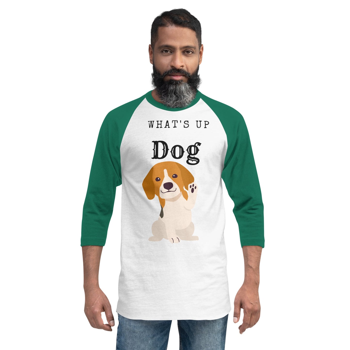 3/4 sleeve raglan shirt what's up dog - DJENEZIS ARTWEAR