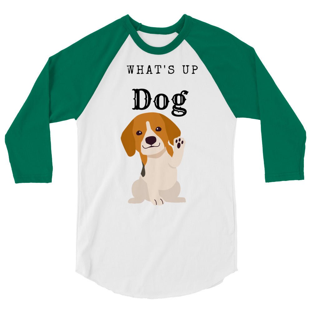 3/4 sleeve raglan shirt what's up dog - DJENEZIS ARTWEAR