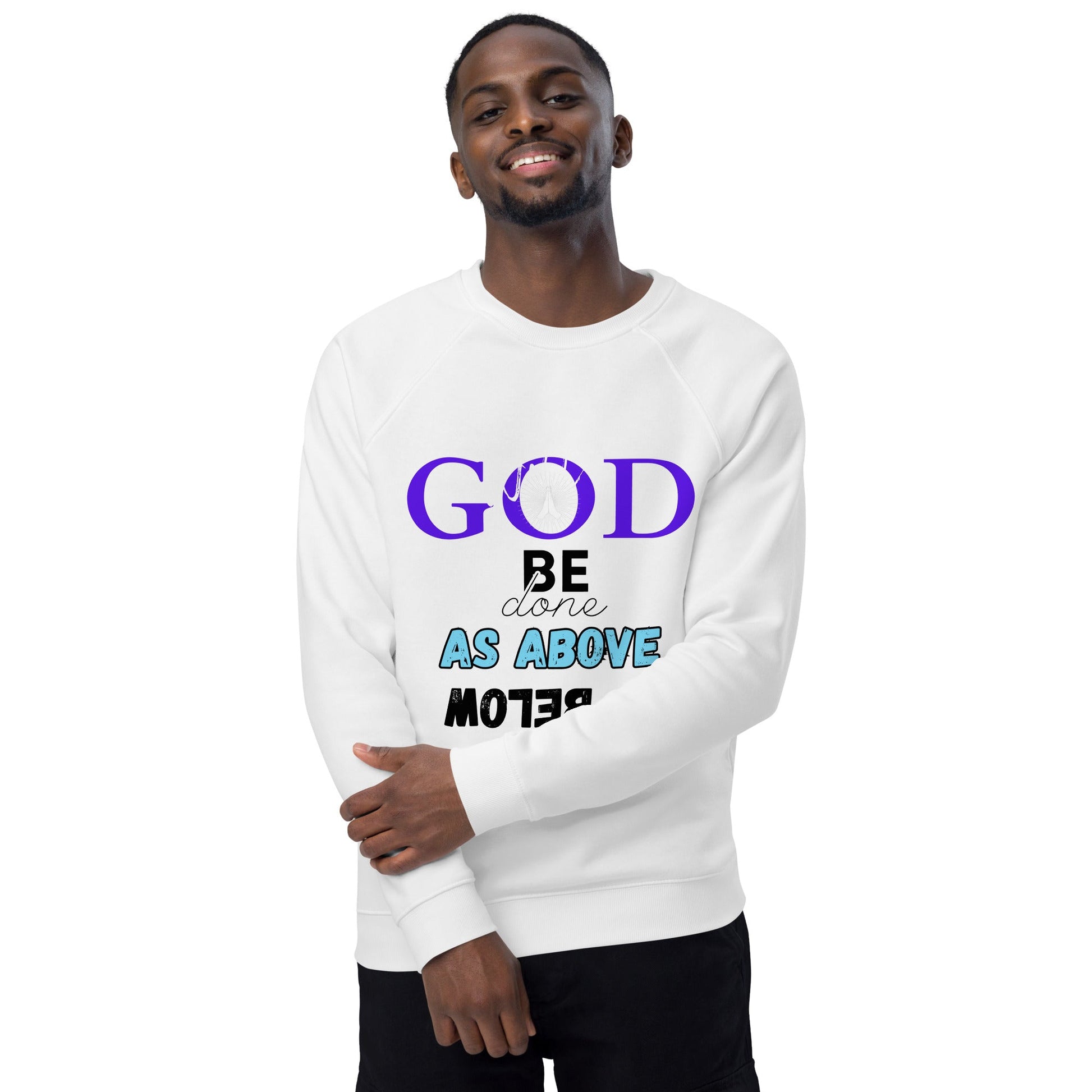 God will be done - Unisex organic raglan sweatshirt - DJENEZIS ARTWEAR