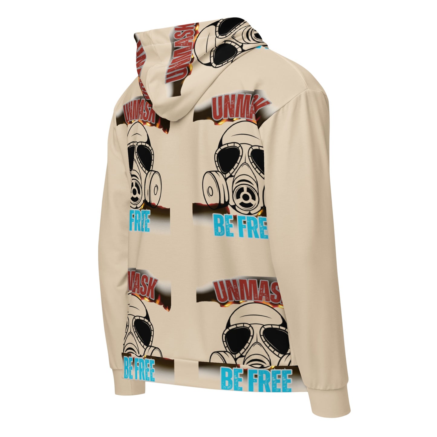 Unmasked & Be free -Graphic print zip hoodie - DJENEZIS ARTWEAR