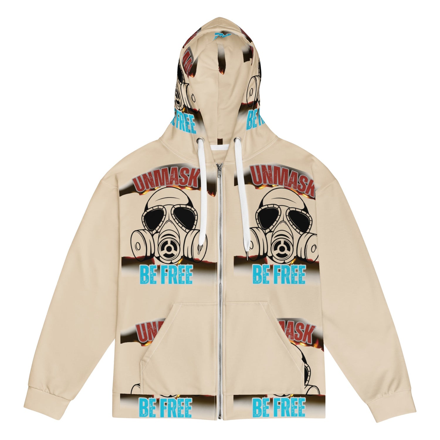 Unmasked & Be free -Graphic print zip hoodie - DJENEZIS ARTWEAR