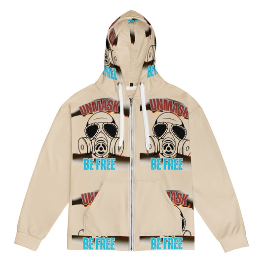 Unmasked & Be free -Graphic print zip hoodie - DJENEZIS ARTWEAR